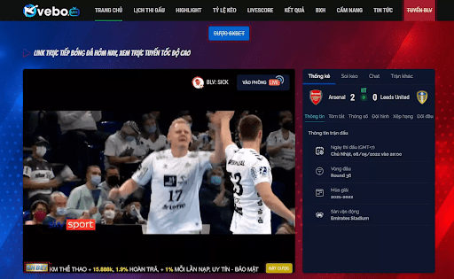 Các bước xem bóng đá trực tuyến tại Vebo.TV